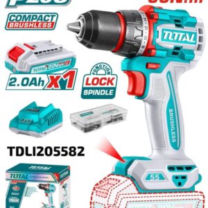 TALADRO TOTAL COMPACTO 20V MOTOR SIN ESCOBILLAS TDLI205582 1BAT 2.0AH