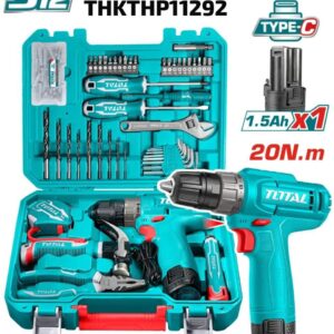 Kit de Taladro/Atornillador 12V con 129 Accesorios - TOTAL THKTHP11292