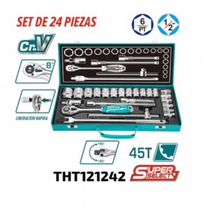 Juego de Dados/Copas 24 Pzs 1/2" Total THT121242 - Industrial