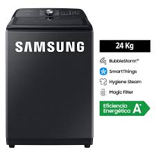 LAVARROPAS SAMSUNG 24 KG - ECO BUBBLE - CARGA SUPERIOR - NEGRO - WA2A8370GV