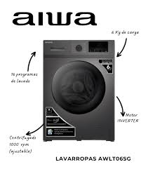 Lavarropas Automático Carga Frontal AIWA 6KG Inverter  AWLT06SG